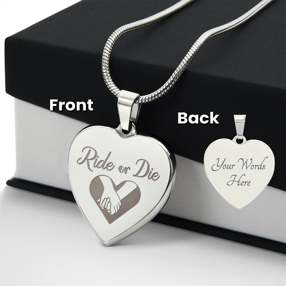 Ride or Die Friendship Engraved Heart Necklace