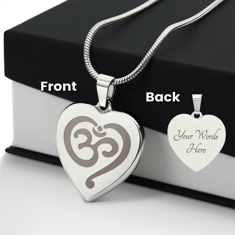 Om Symbol Spiritual Engraved Heart Necklace