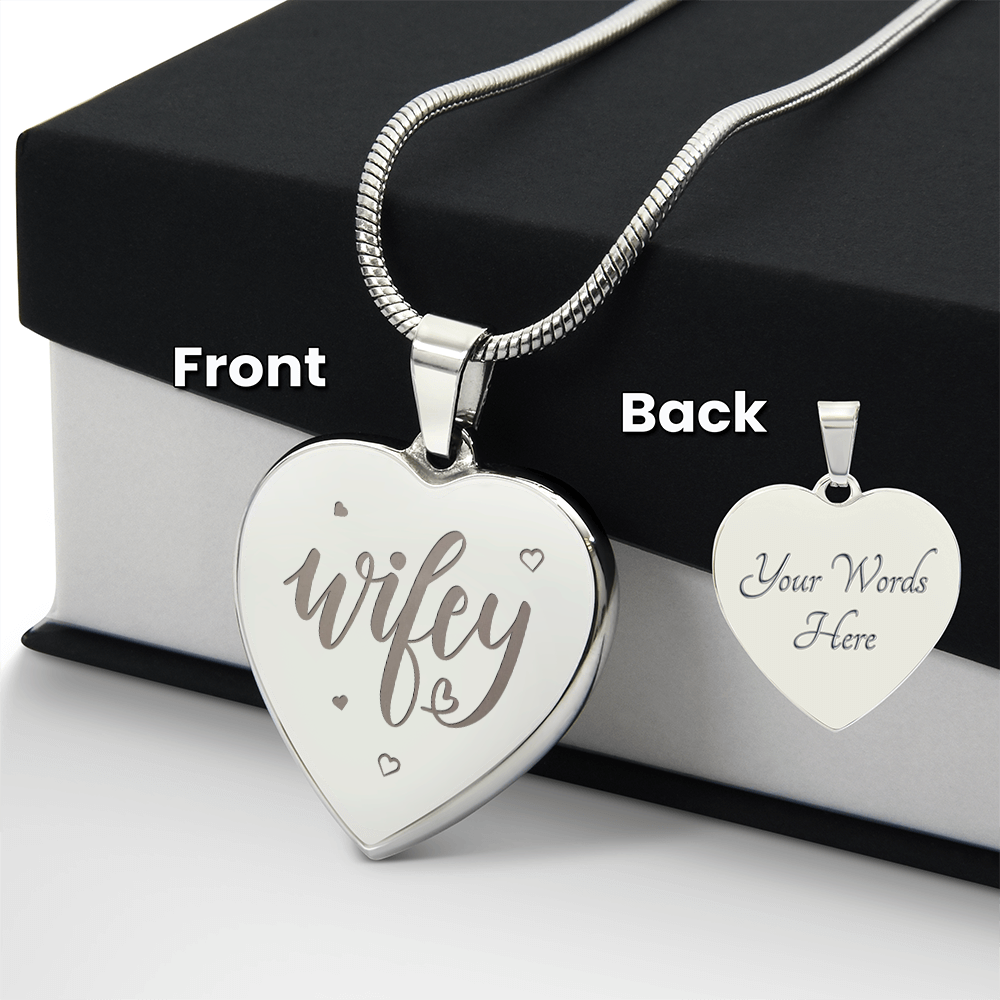 Wifey Engraved Heart Necklace