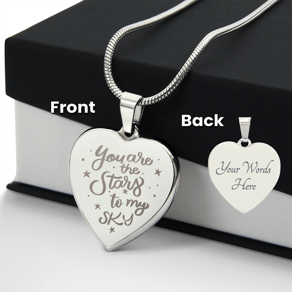 You Are the Stars to My Sky Engraved Heart Necklace