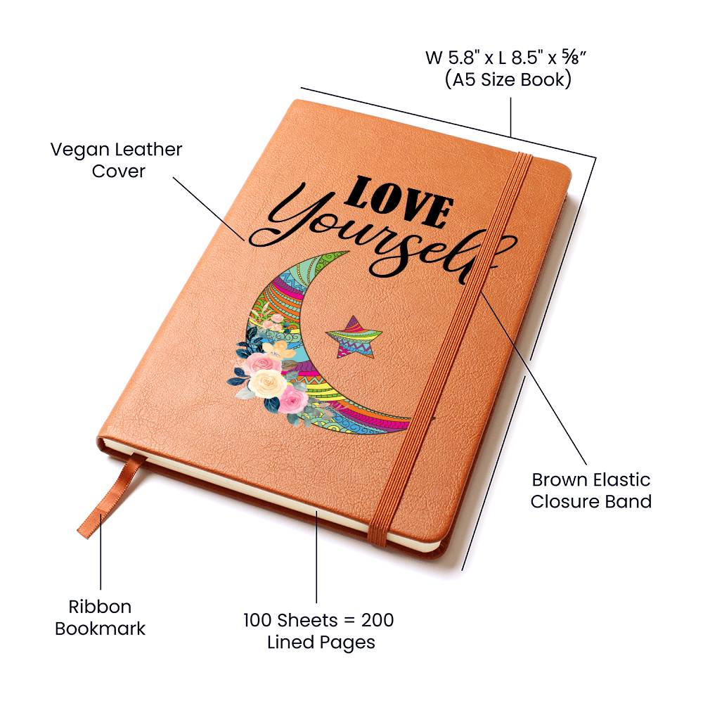 Love Yourself Floral Moon Graphic Journal