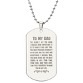 Grateful for You Dad Engraved Dog Tag Necklace