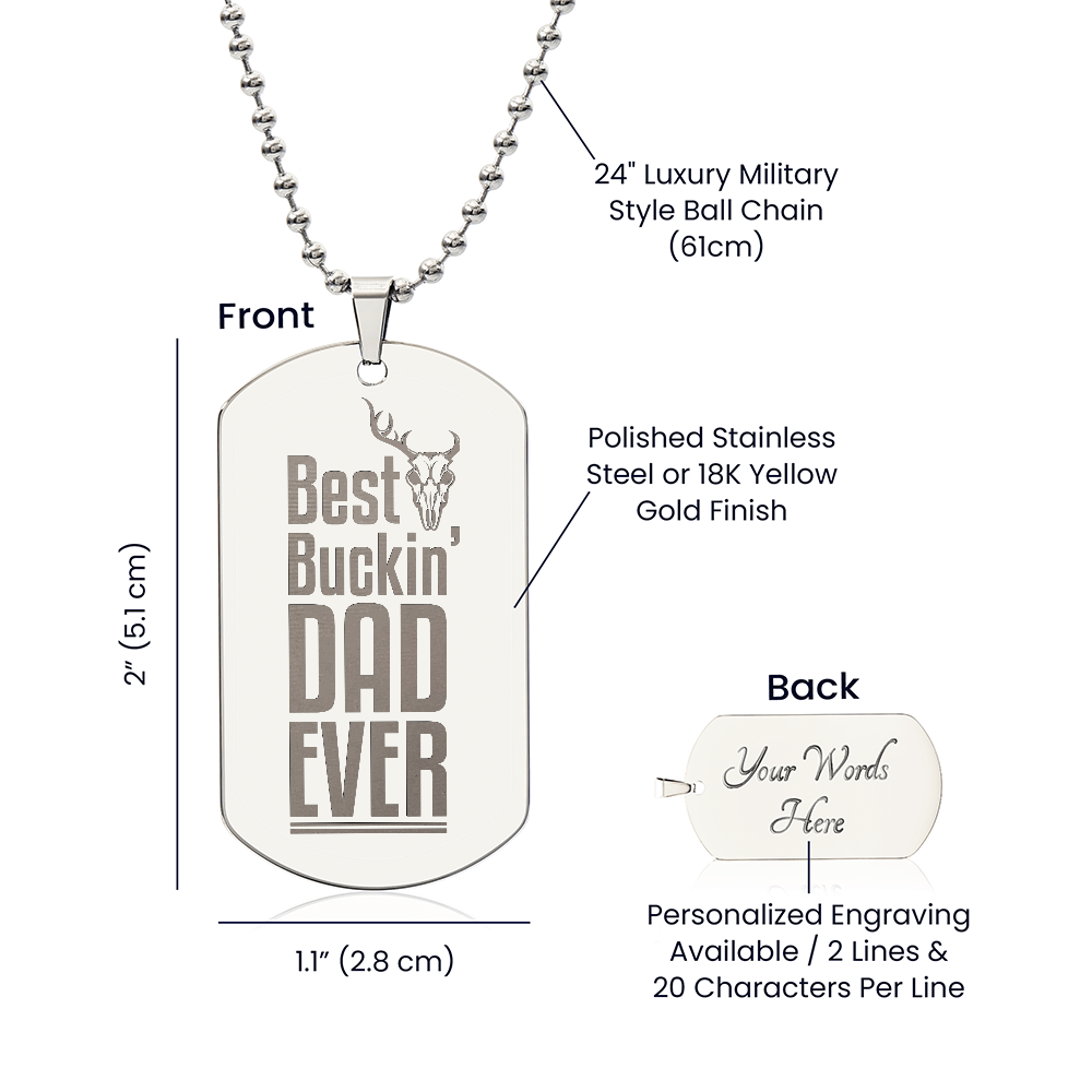 To My Dad – My Hero Engraved Dog Tag Necklace