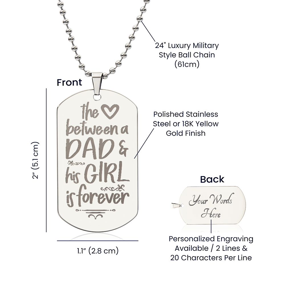 Dad & His Girl Forever Engraved Dog Tag Necklace