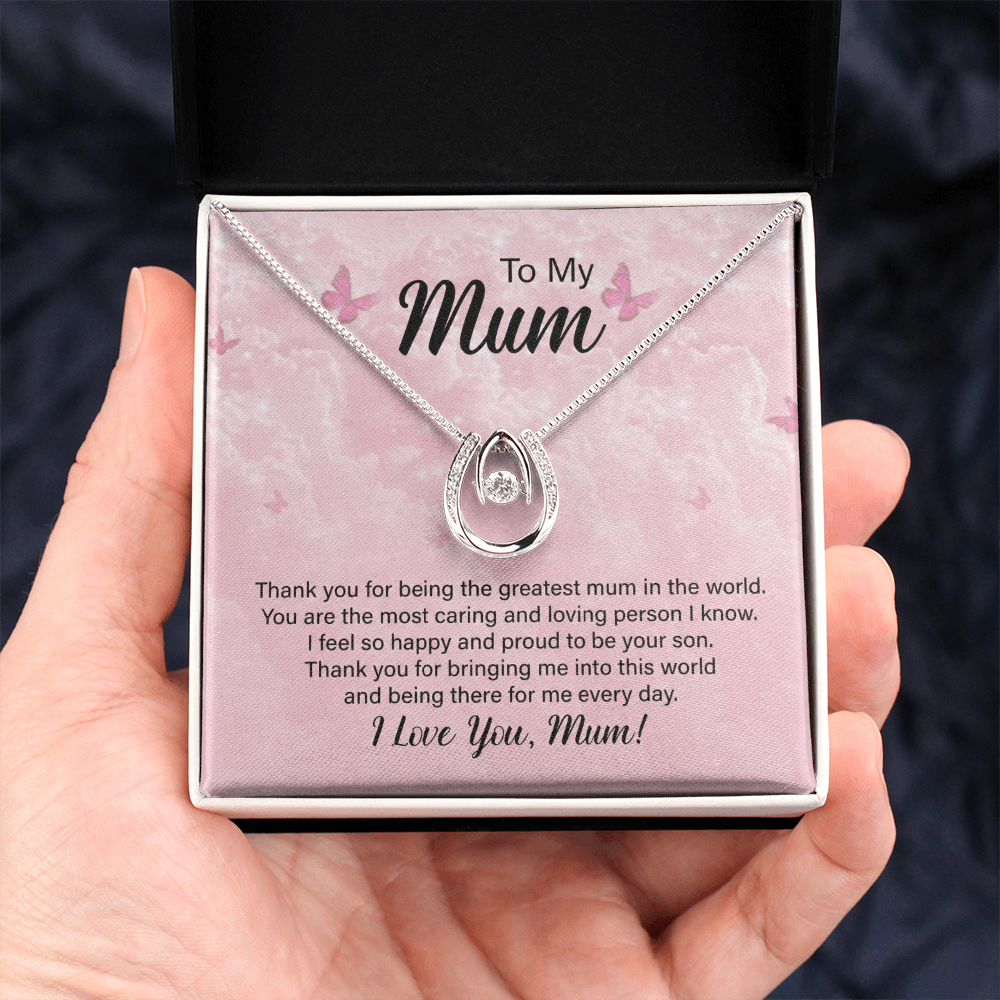 To My Mum Greatest Mum in the World Lucky In Love Necklace