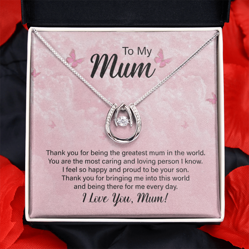 To My Mum Greatest Mum in the World Lucky In Love Necklace
