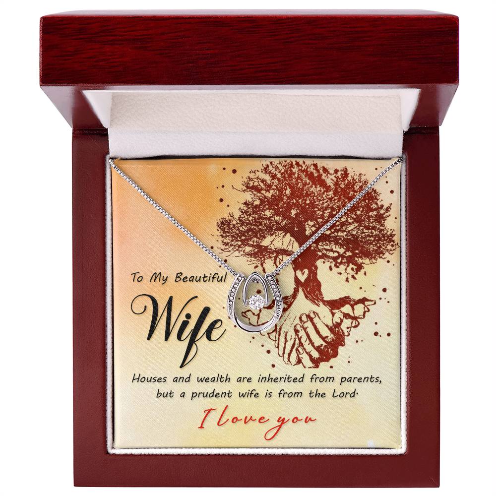 To My Beautiful Wife Gift From the Lord Lucky In Love Necklace