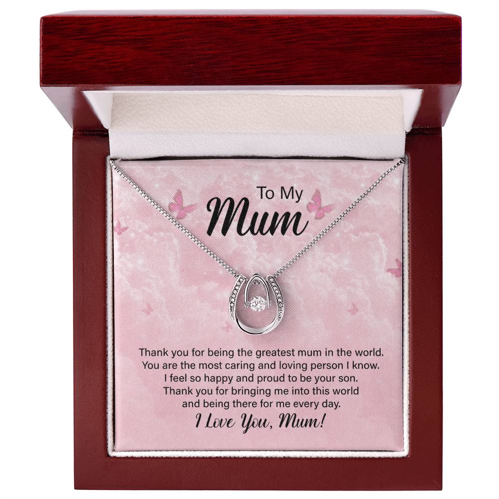 To My Mum Greatest Mum in the World Lucky In Love Necklace