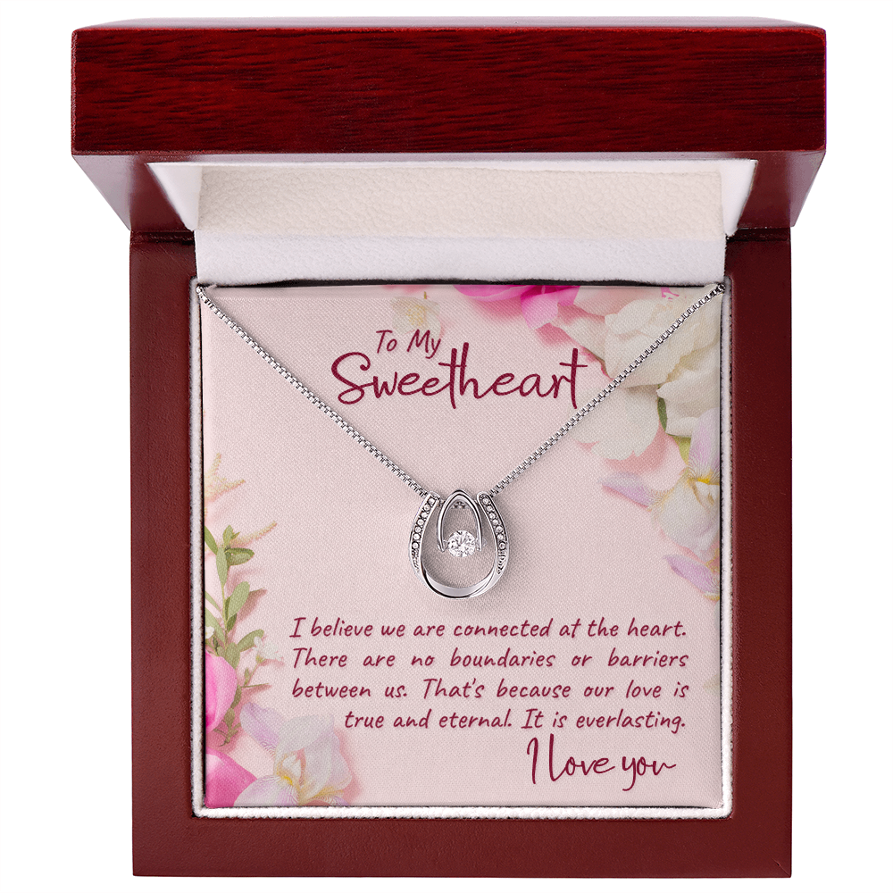 To My Sweetheart Connected at the Heart Lucky In Love Necklace