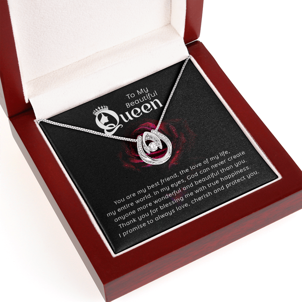 To My Beautiful Queen True Happiness Lucky In Love Necklace