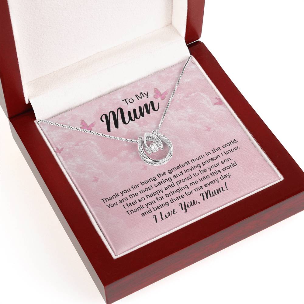 To My Mum Greatest Mum in the World Lucky In Love Necklace