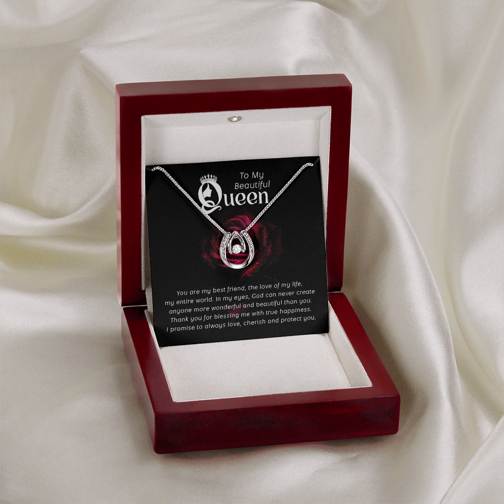 To My Beautiful Queen True Happiness Lucky In Love Necklace