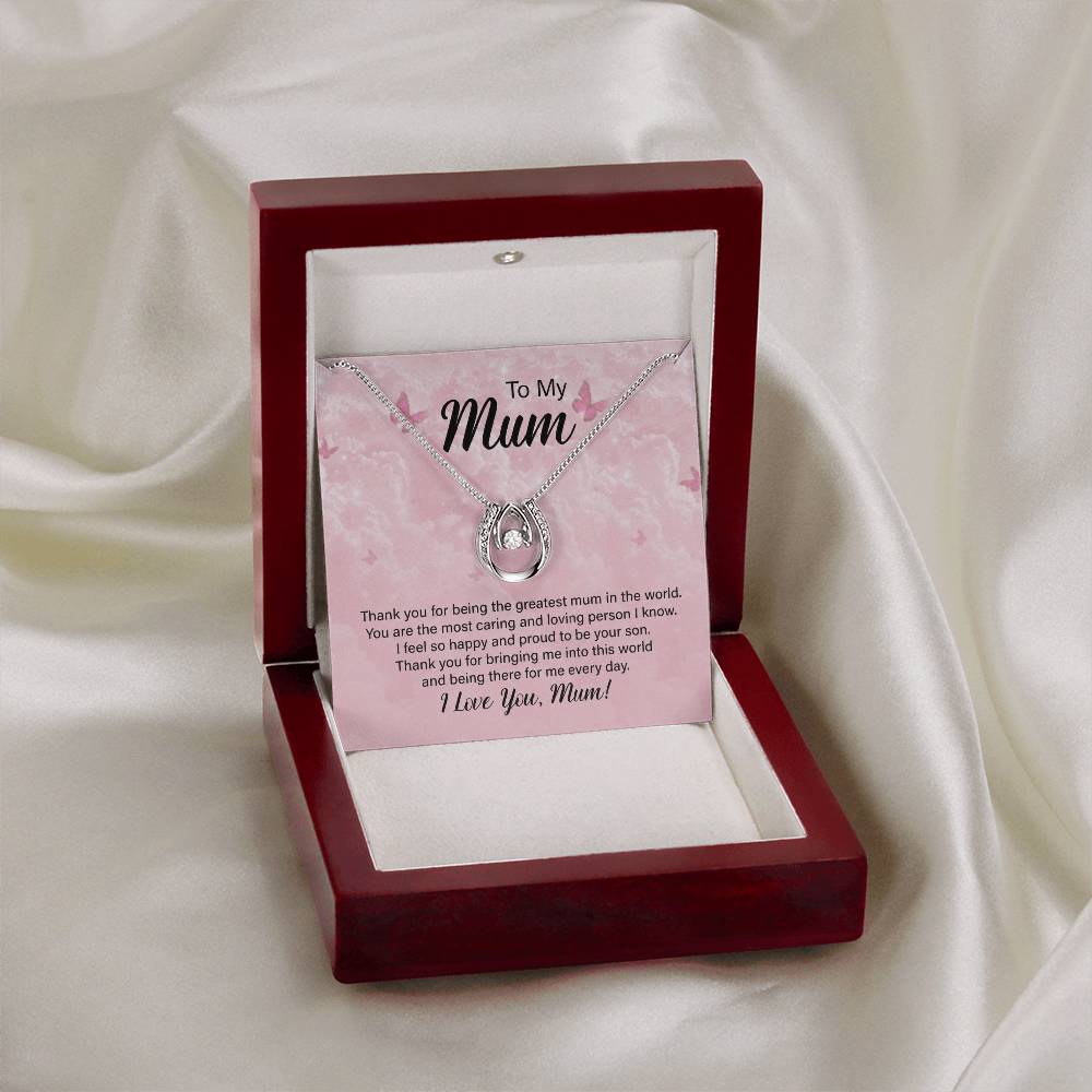 To My Mum Greatest Mum in the World Lucky In Love Necklace