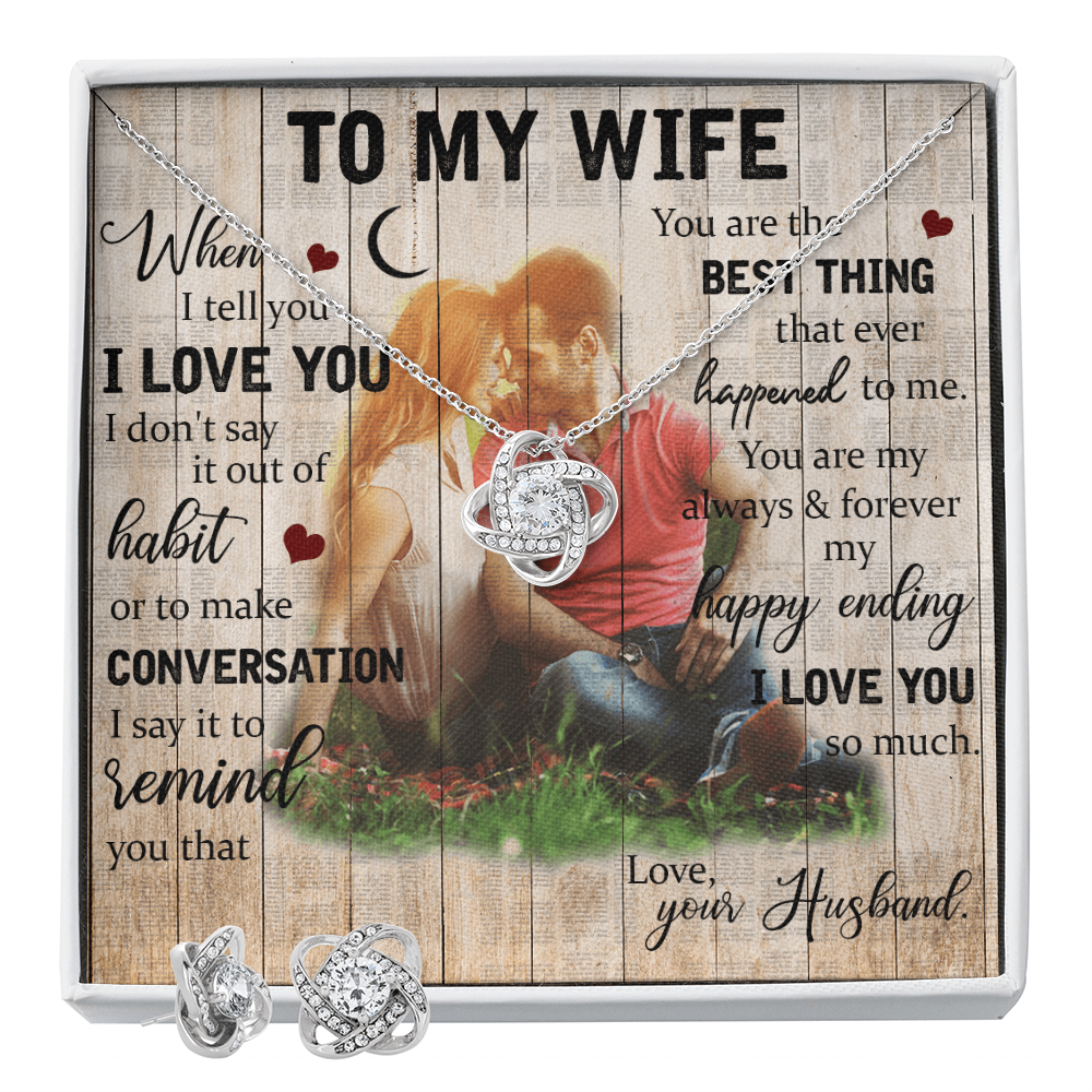 To My Wife Love Knot Necklace & Earring Set
