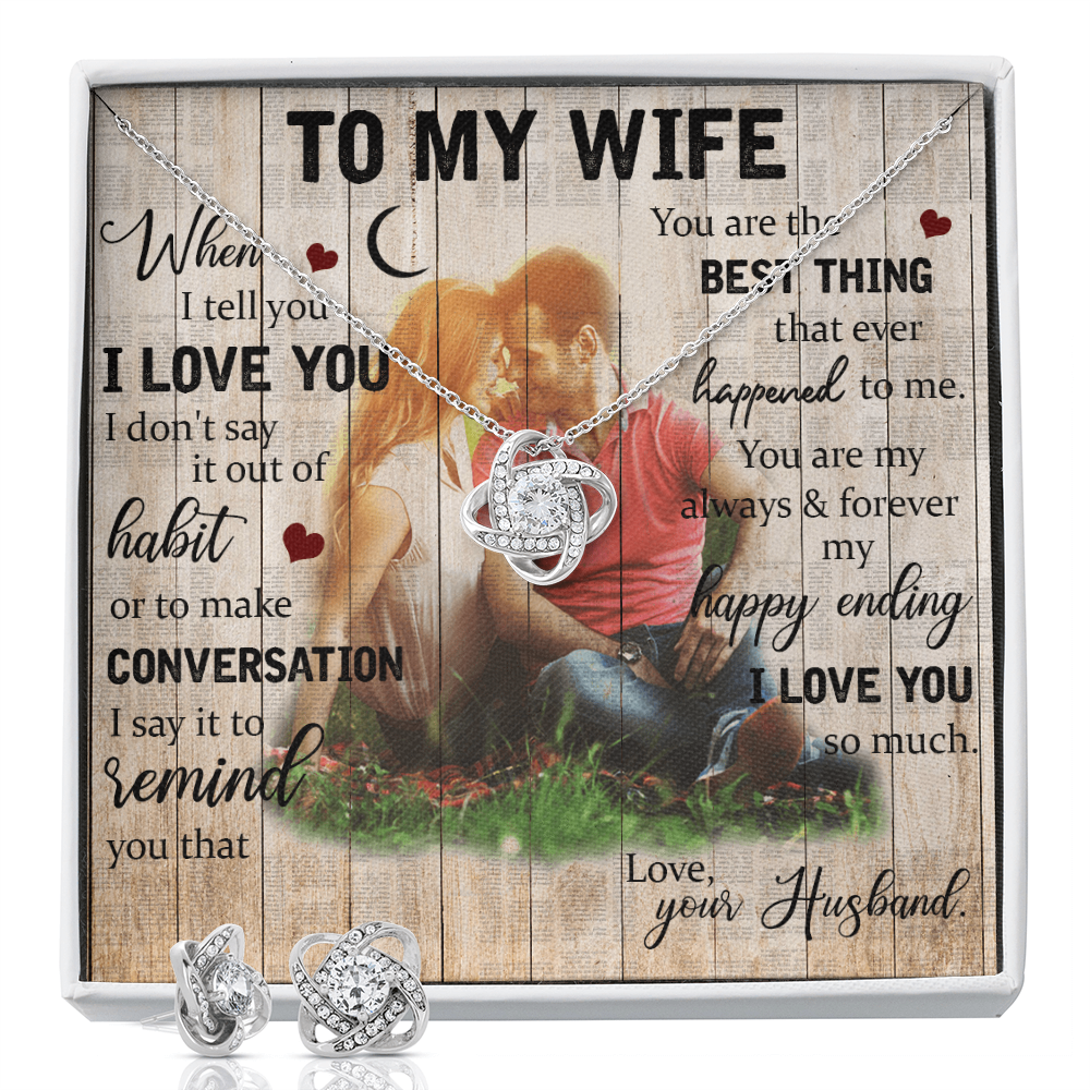 To My Wife Love Knot Necklace & Earring Set