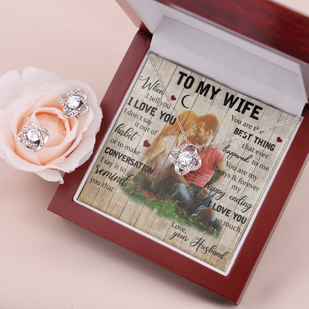 To My Wife Love Knot Necklace & Earring Set