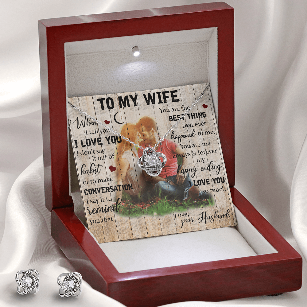 To My Wife Love Knot Necklace & Earring Set