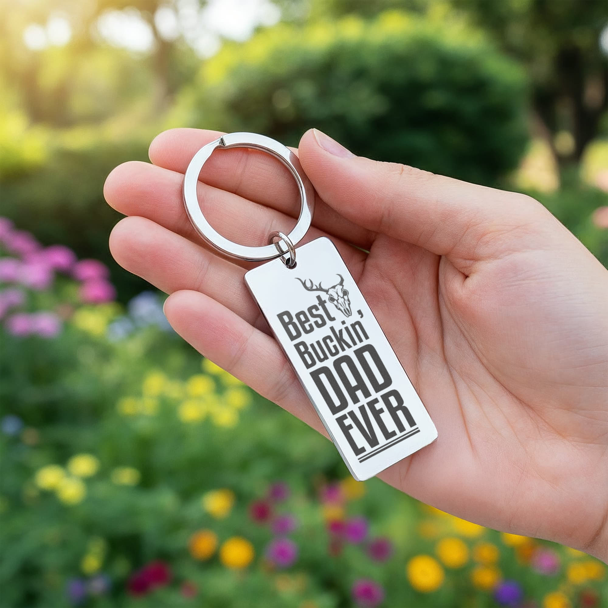 Best Buckin’ Dad Ever – Engraved Keychain