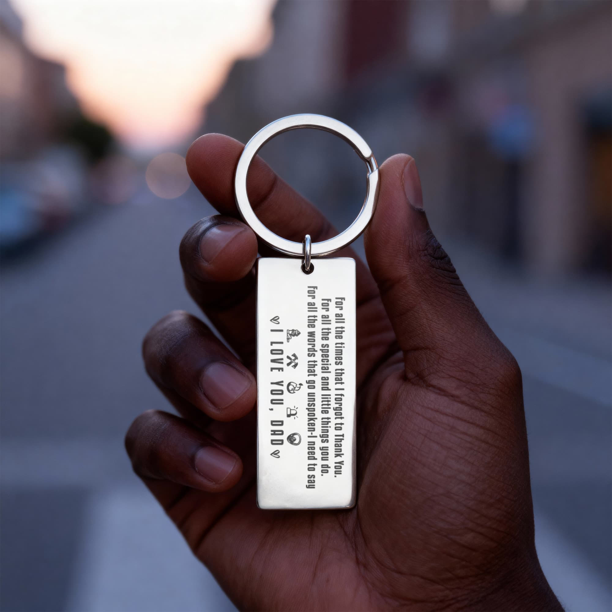 I Love You Dad – Thank You Engraved Keychain