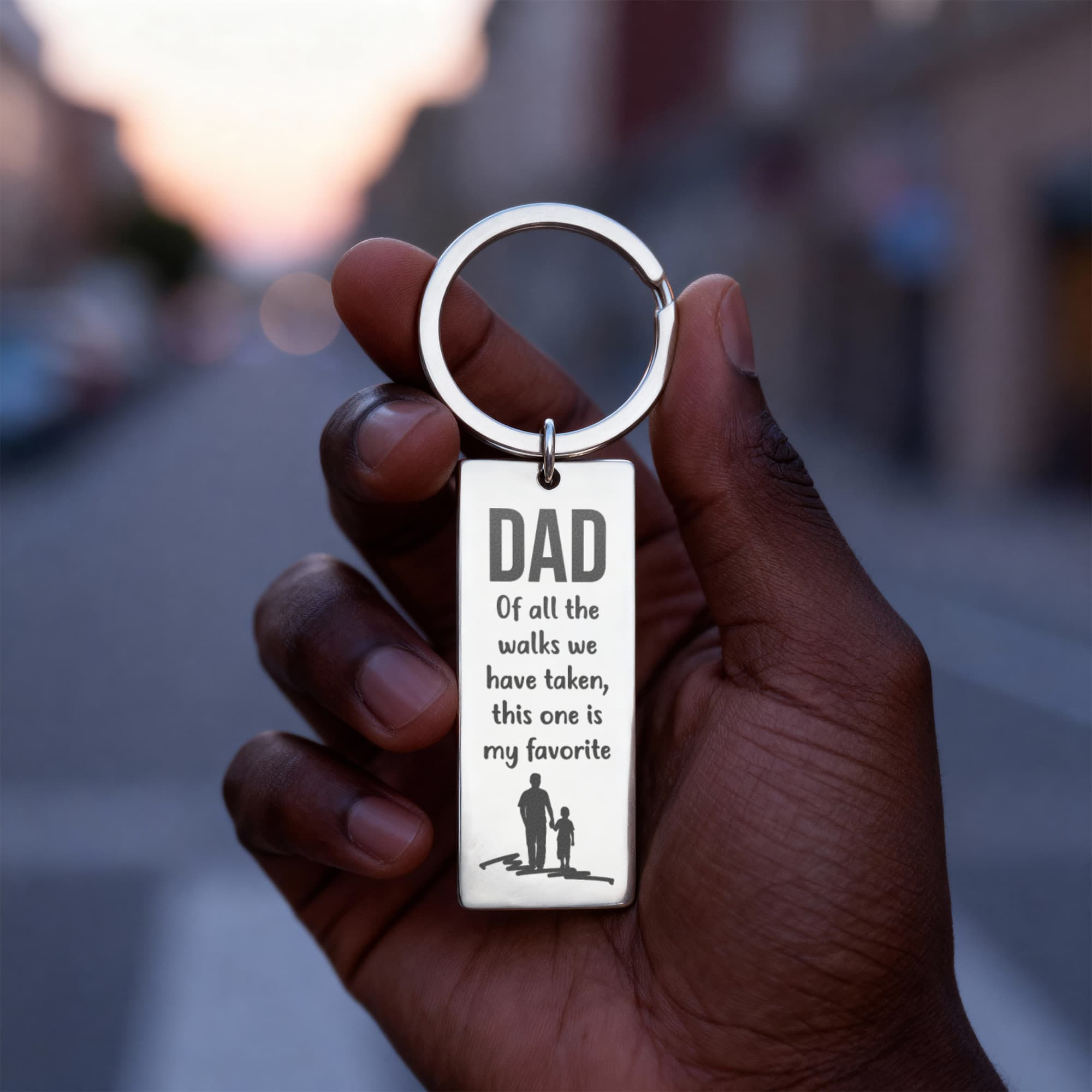 Dad – Of All the Walks We’ve Taken Engraved Keychain