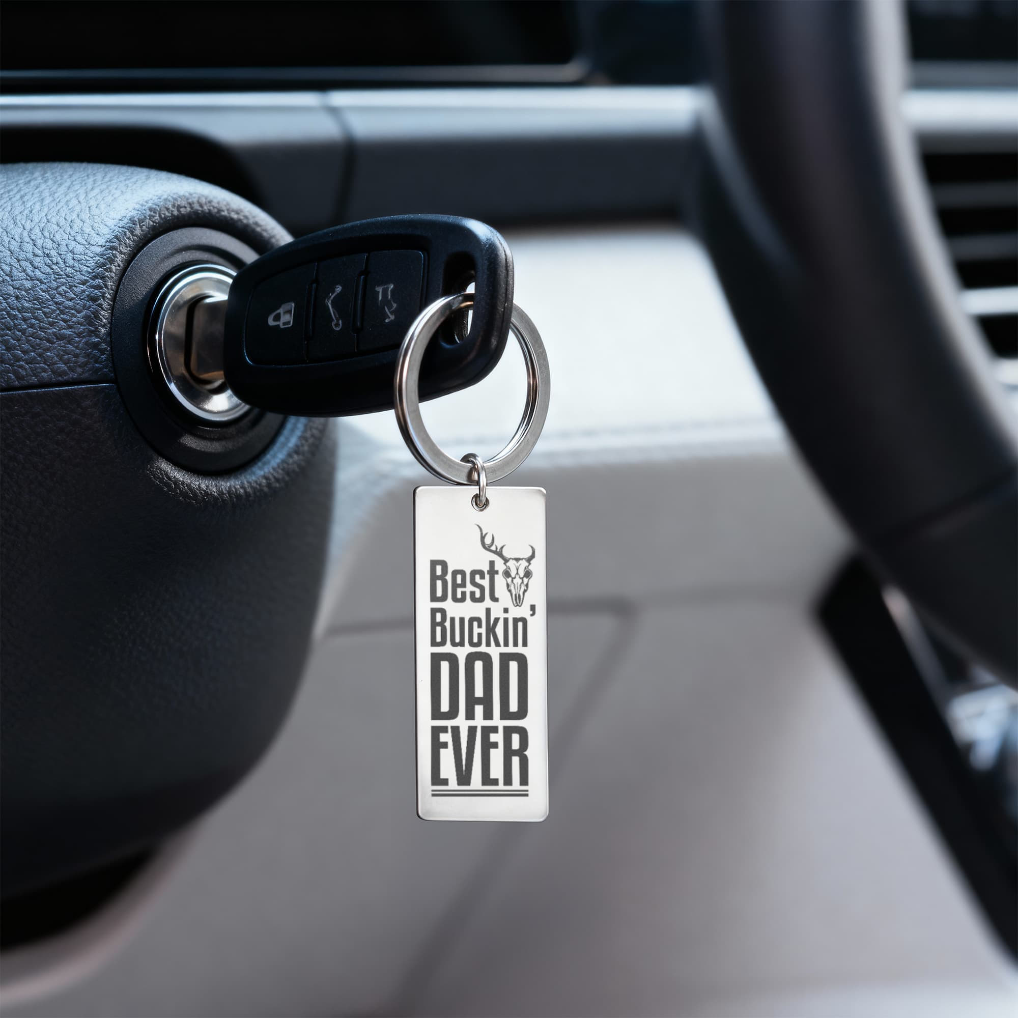 Best Buckin’ Dad Ever – Engraved Keychain