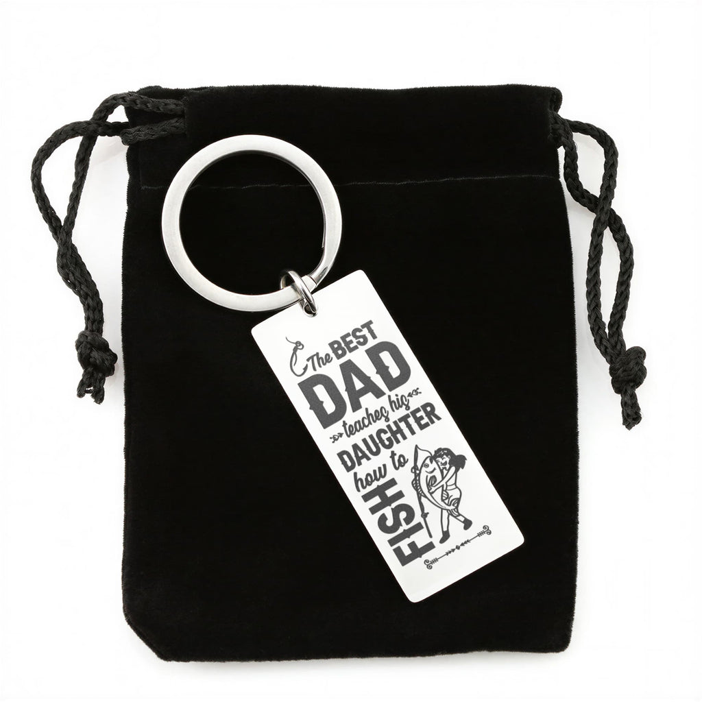 The Best Dad Teaches His Daughter How to Fish – Engraved Keychain