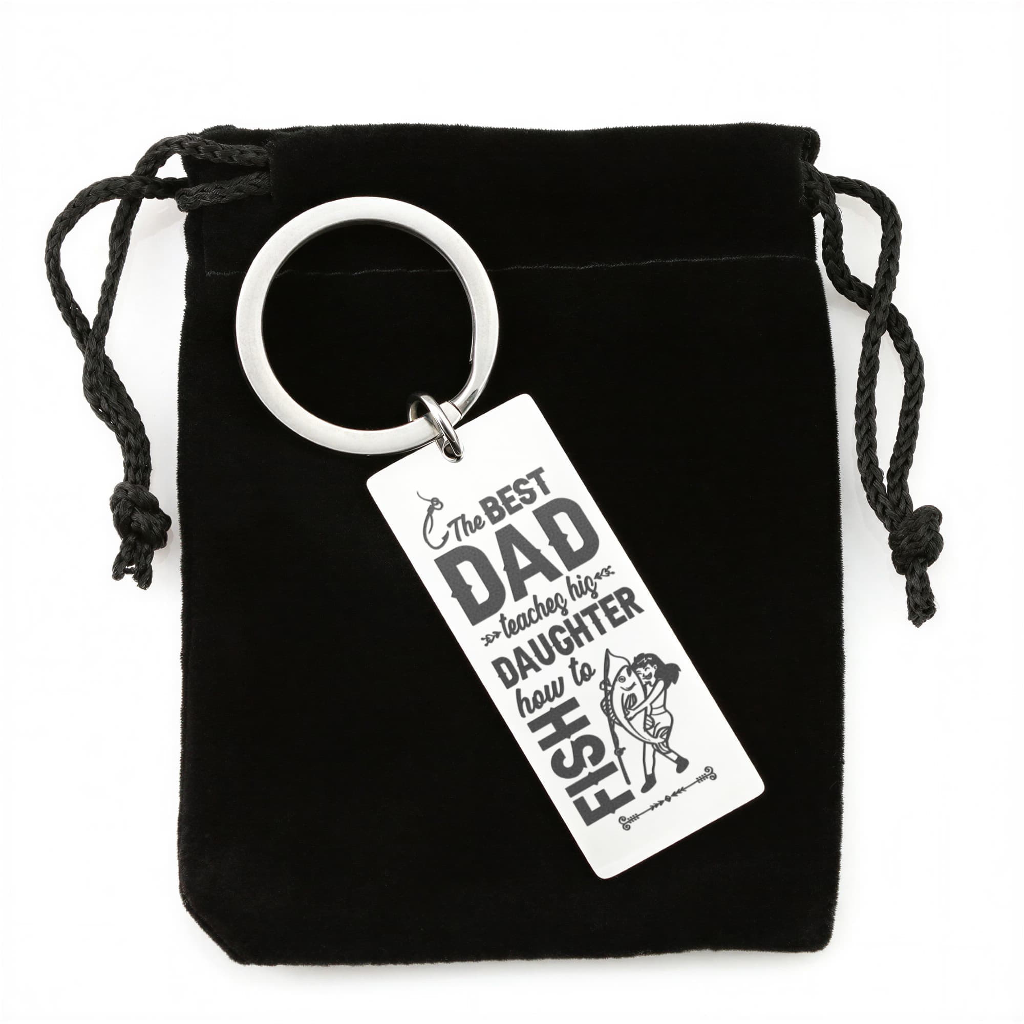 The Best Dad Teaches His Daughter How to Fish – Engraved Keychain