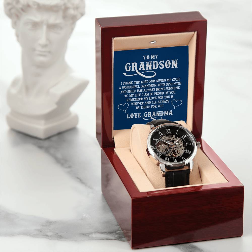 To My Grandson, Believe in Yourself Openwork Watch