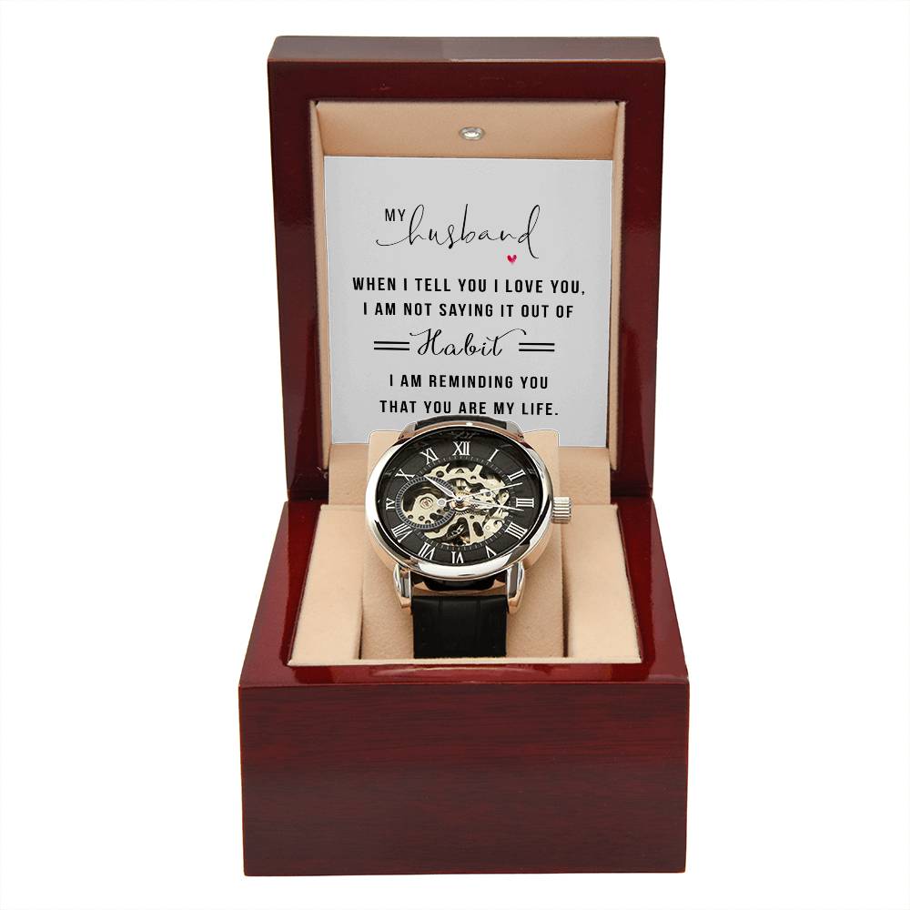 To My Husband, You Are My Life Openwork Watch