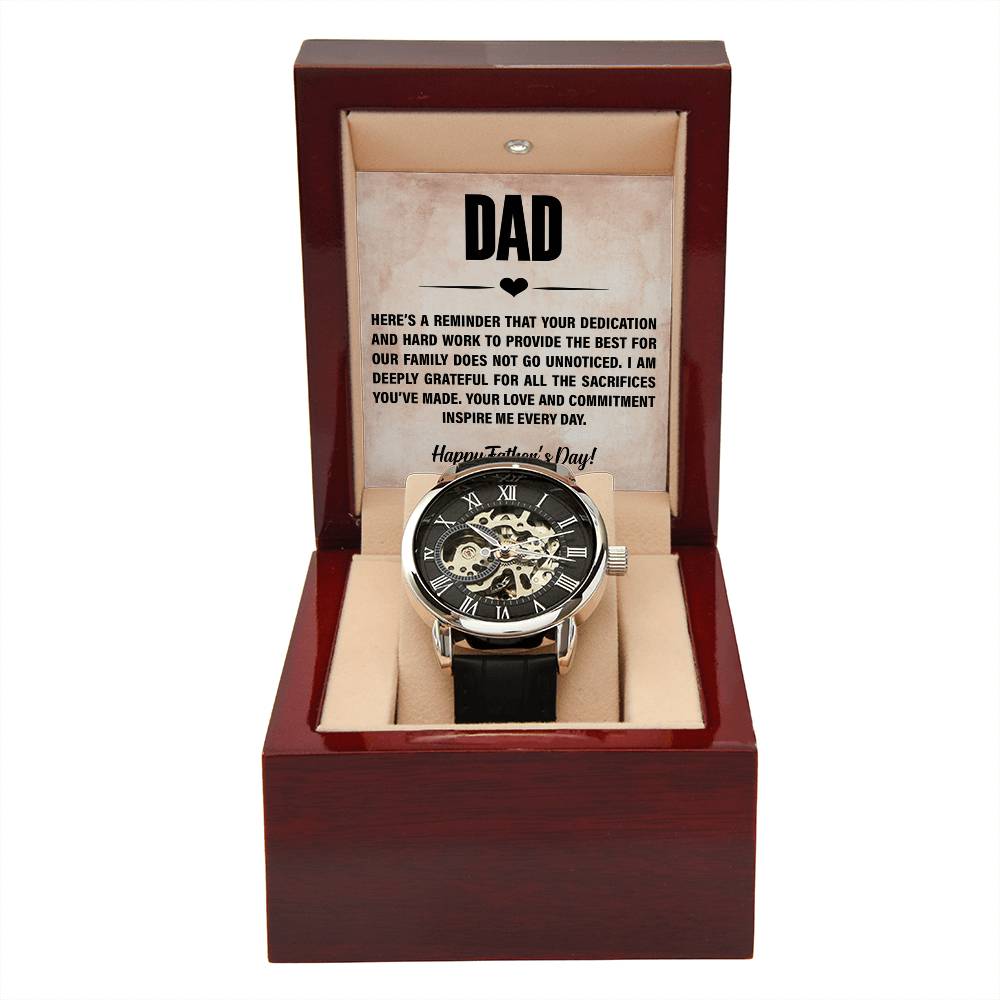 Dad Your Dedication & Hard Work Inspire Me Openwork Watch