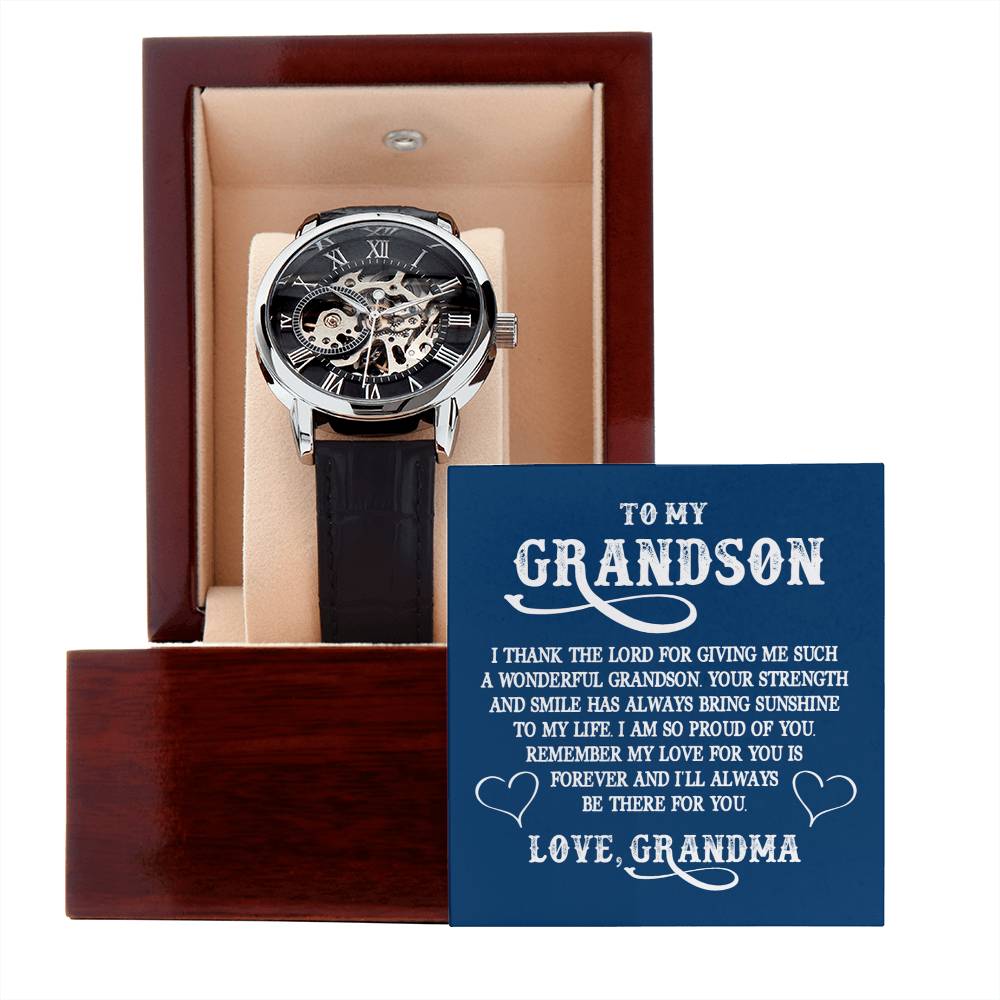 To My Grandson, Believe in Yourself Openwork Watch