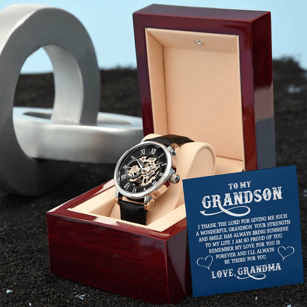 To My Grandson, Believe in Yourself Openwork Watch