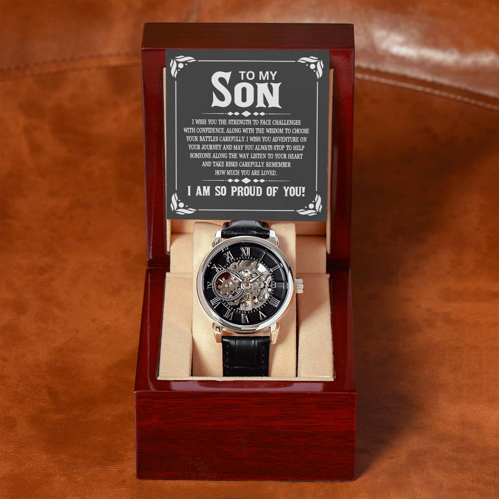 To My Son, I Am So Proud of You Openwork Watch