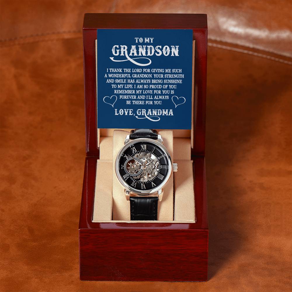 To My Grandson, Believe in Yourself Openwork Watch