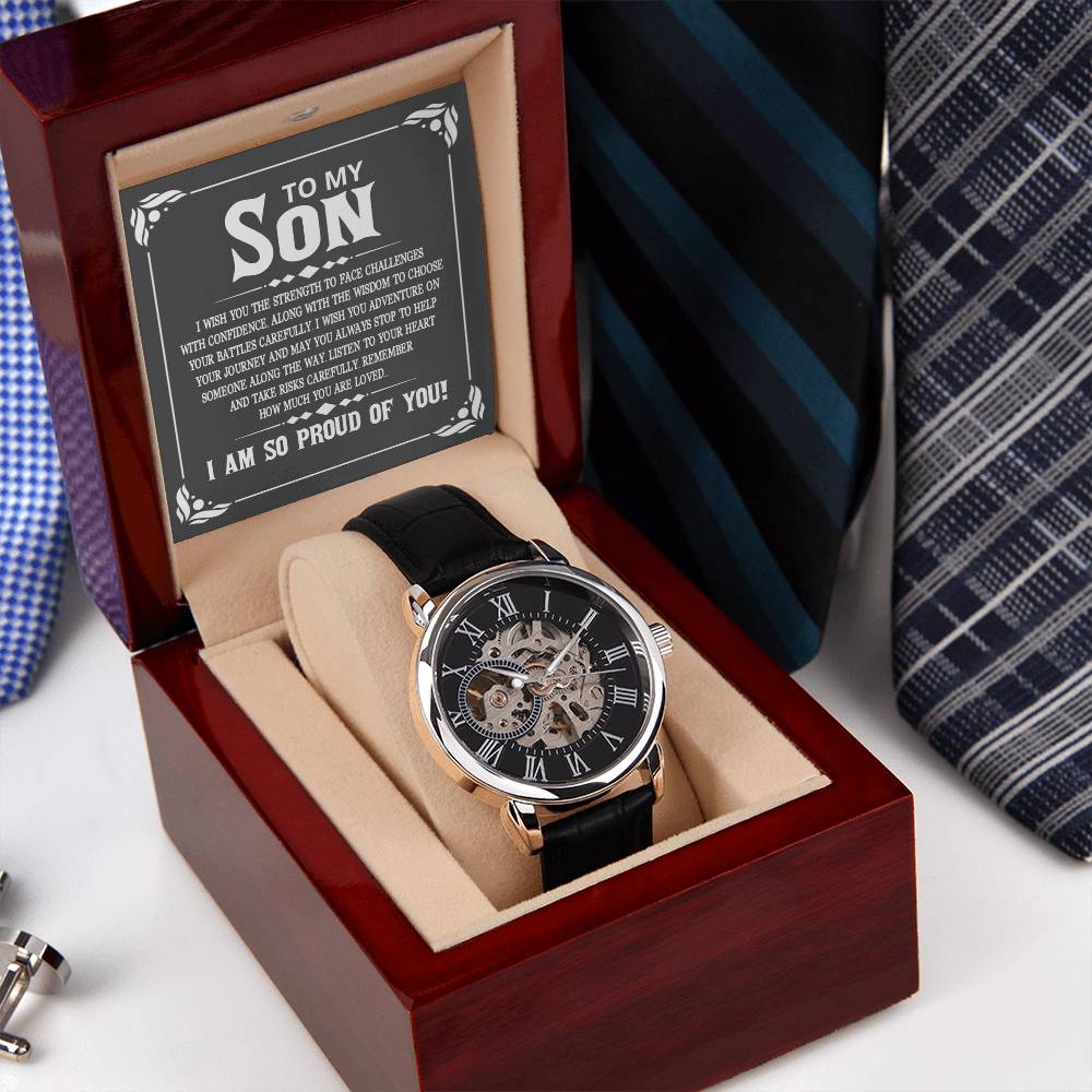 To My Son, I Am So Proud of You Openwork Watch