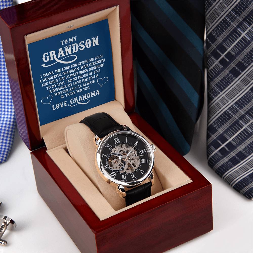 To My Grandson, Believe in Yourself Openwork Watch