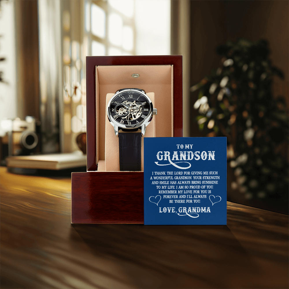 To My Grandson, Believe in Yourself Openwork Watch