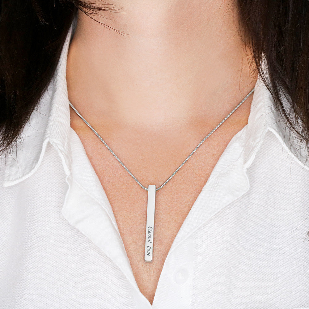 4-Sided Stick Necklace - Engraved