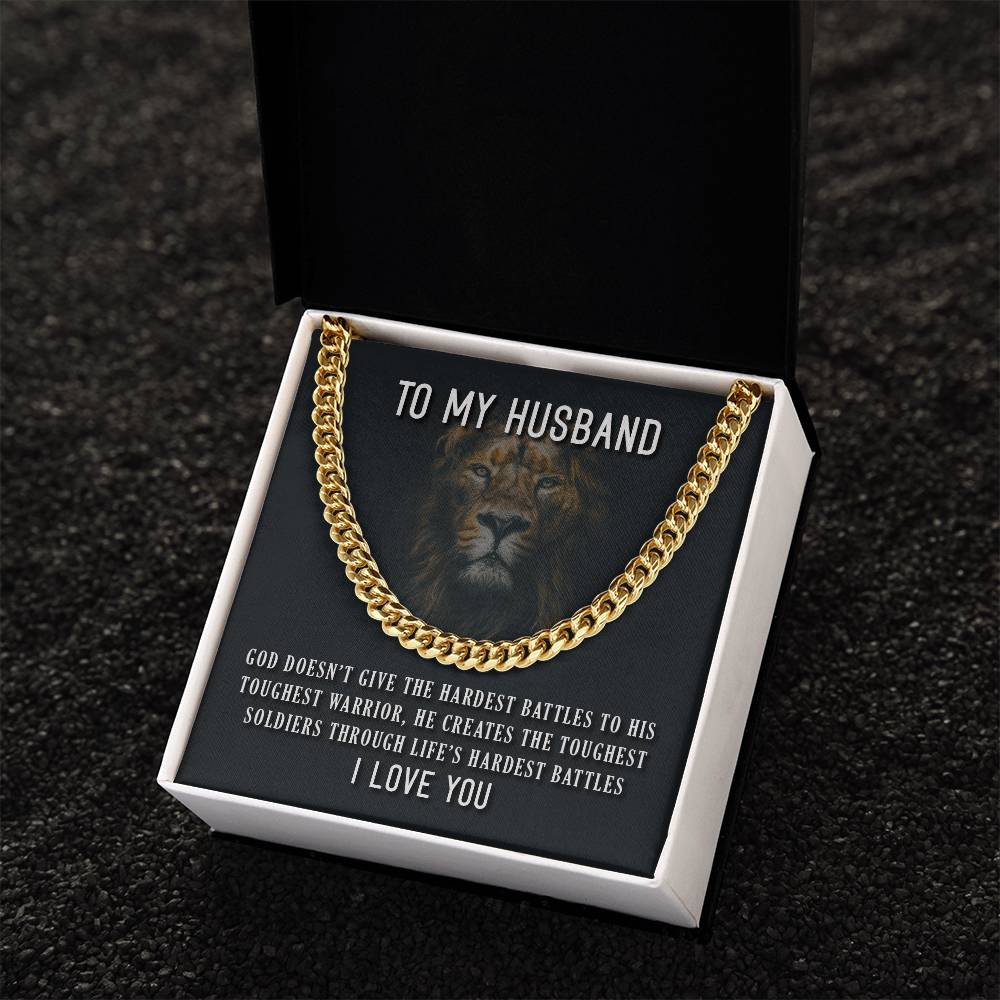 To My Husband Toughest Warrior Cuban Link Chain