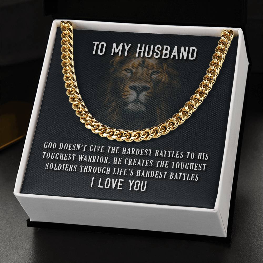 To My Husband Toughest Warrior Cuban Link Chain