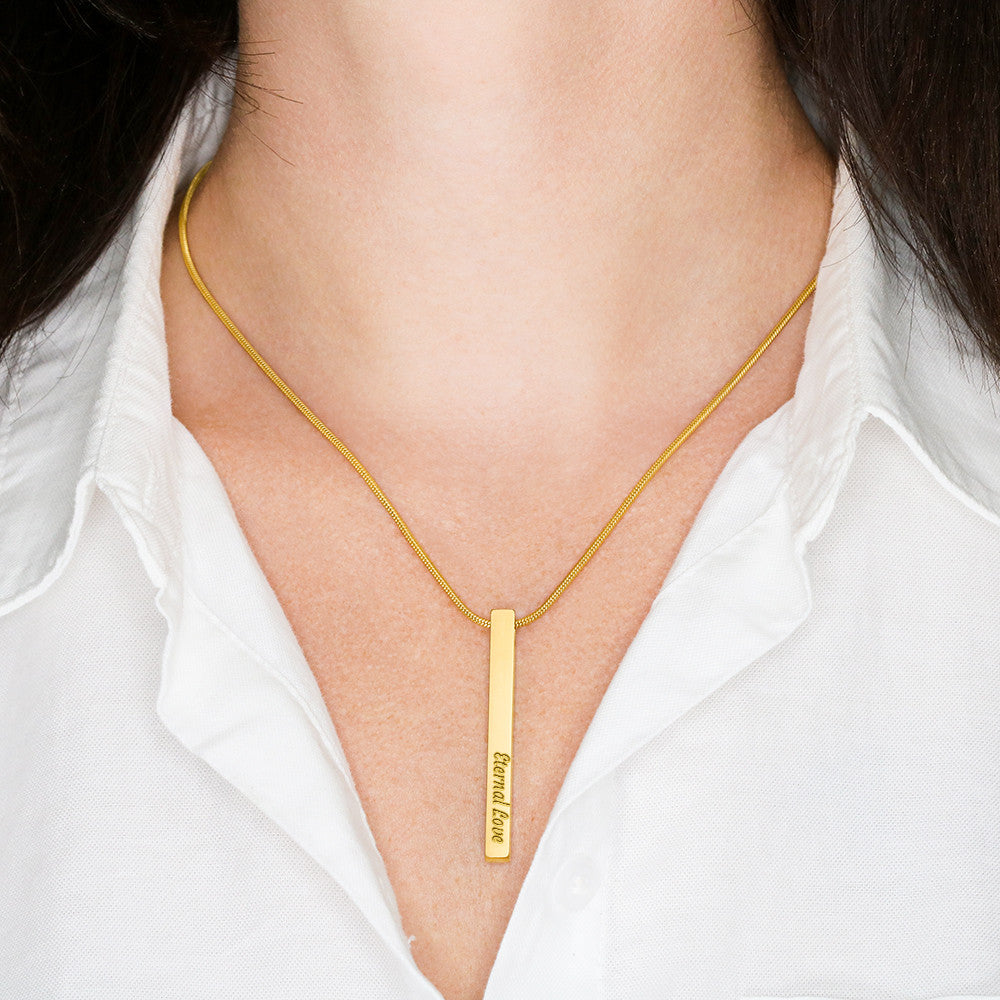 4-Sided Stick Necklace - Engraved