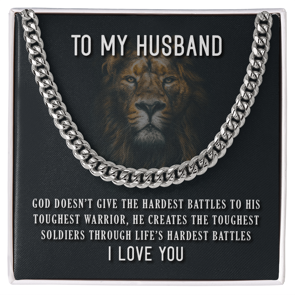 To My Husband Toughest Warrior Cuban Link Chain