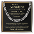 To My Grandson From Grandma Cuban Link Chain - Black & Gold