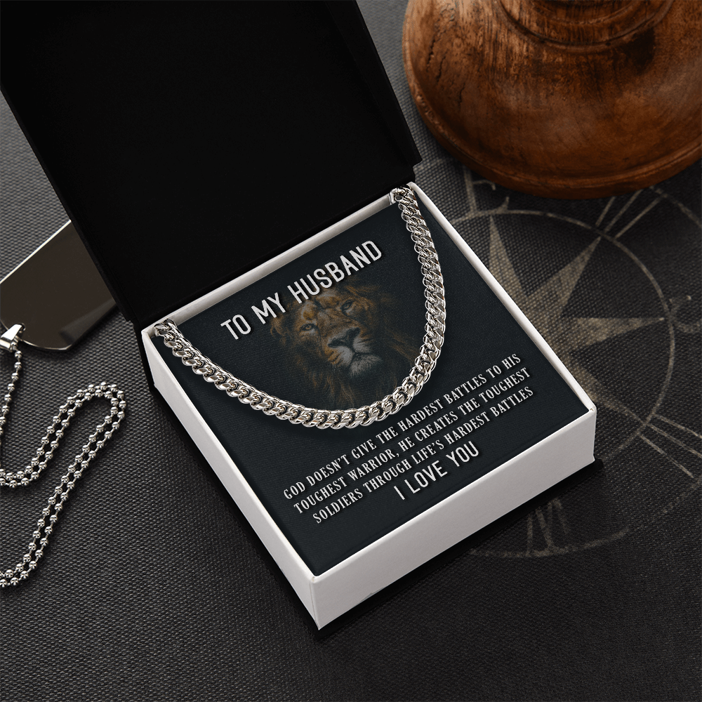 To My Husband Toughest Warrior Cuban Link Chain