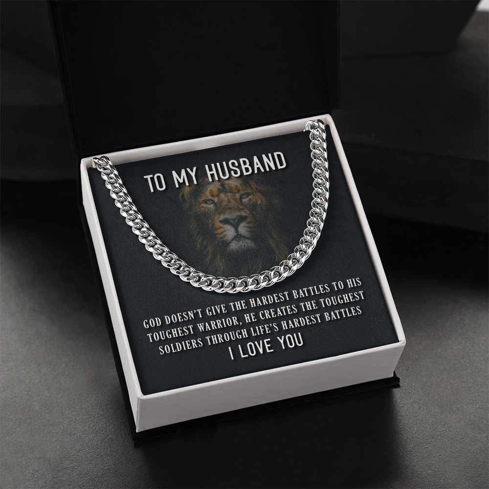 To My Husband Toughest Warrior Cuban Link Chain
