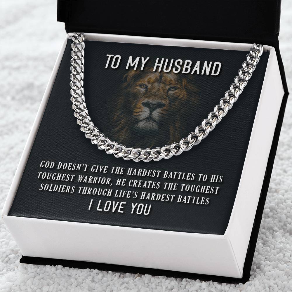 To My Husband Toughest Warrior Cuban Link Chain