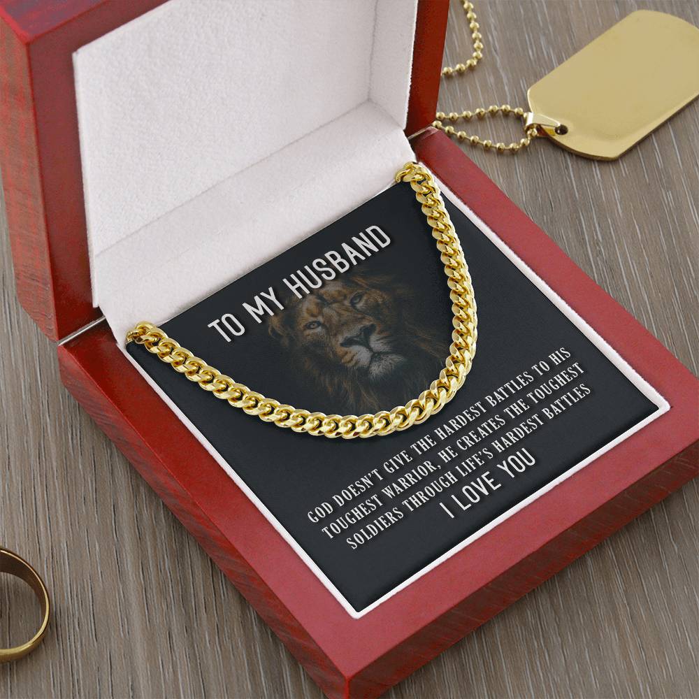 To My Husband Toughest Warrior Cuban Link Chain
