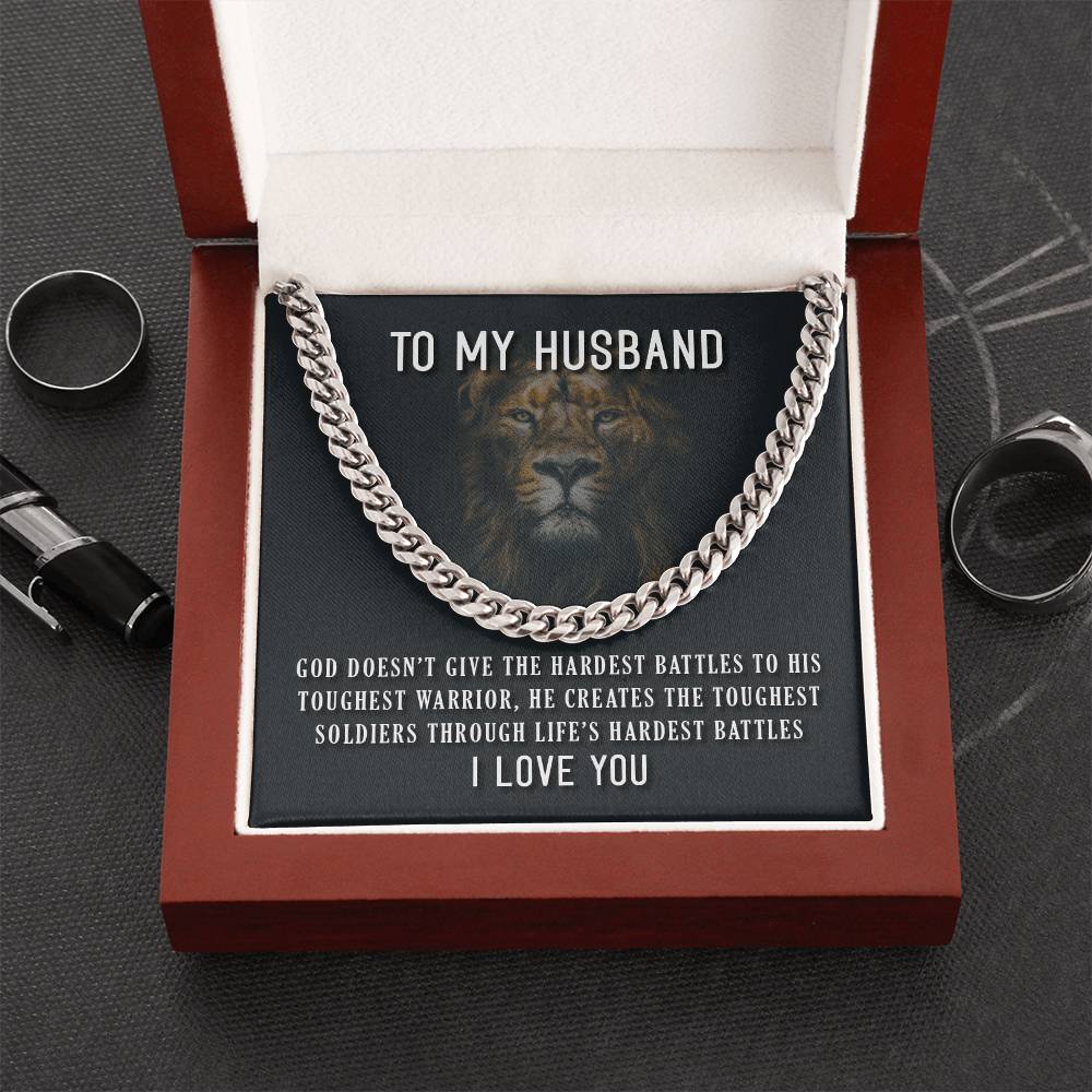 To My Husband Toughest Warrior Cuban Link Chain