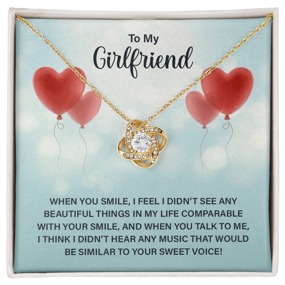 To My Girlfriend Beautiful Smile Sweet Voice Love Knot Necklace