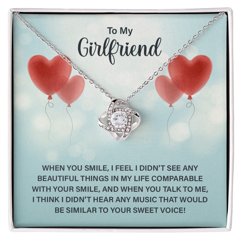 To My Girlfriend Beautiful Smile Sweet Voice Love Knot Necklace